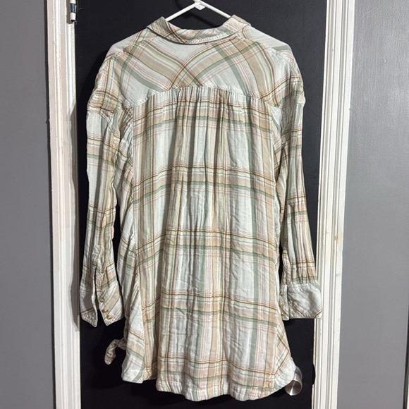 Free People Nordic Day Plaid Tie-Hem Long Sleeve Shirt Size: M - Picture 8 of 11